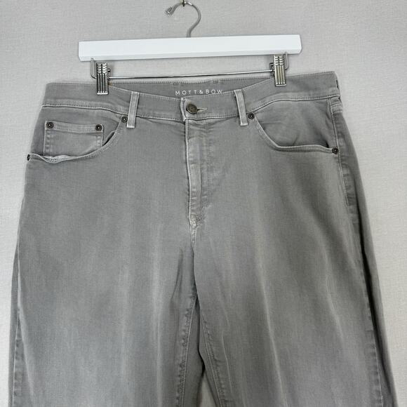 Mott & Bow Mercer Straight Leg Jeans Mens 35x30 Light Gray Stretch Twill Denim - Picture 2 of 12